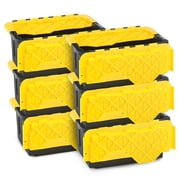 Homz Durabilt 15 Gallon Tough Flip Lid Storage Container, Black/Yellow 6 Pack