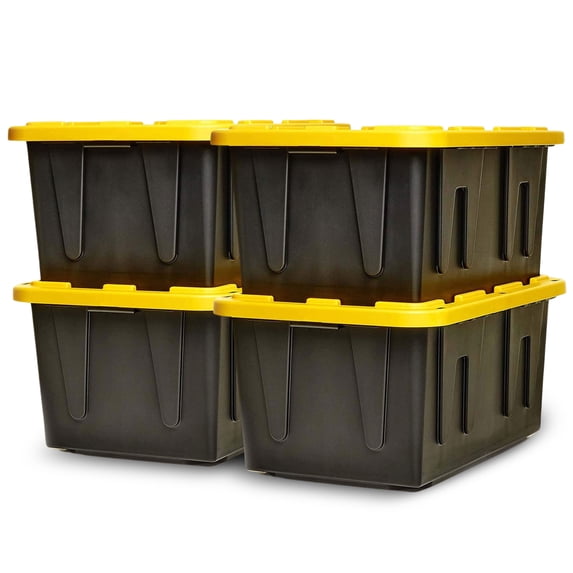 Homz Durabilt Heavy Duty 27 Gallon Plastic Organizer Storage Bin (2 Pack)