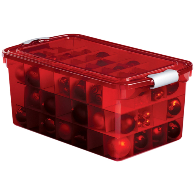 Homz Holiday Latching Ornament Storage, 74 Qt