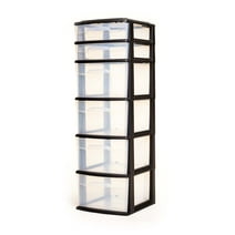 Homz Medium 6 Drawer Plastic Organizer Storage Drawers, Clear/Black Frame