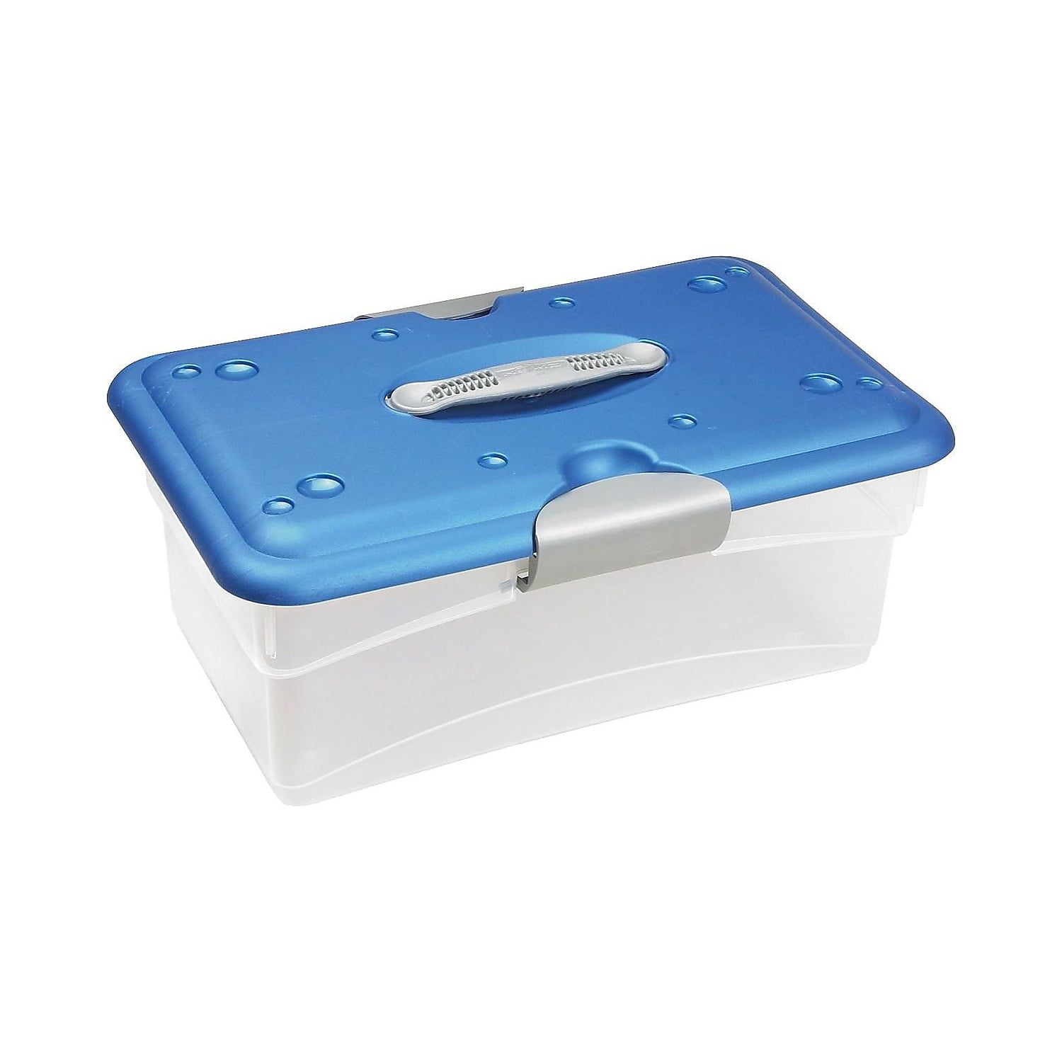 Homz Totes Homz Medium Tote-N-Go Mobile Tote Clear/Blue (7881STMB.06) - Walmart.com