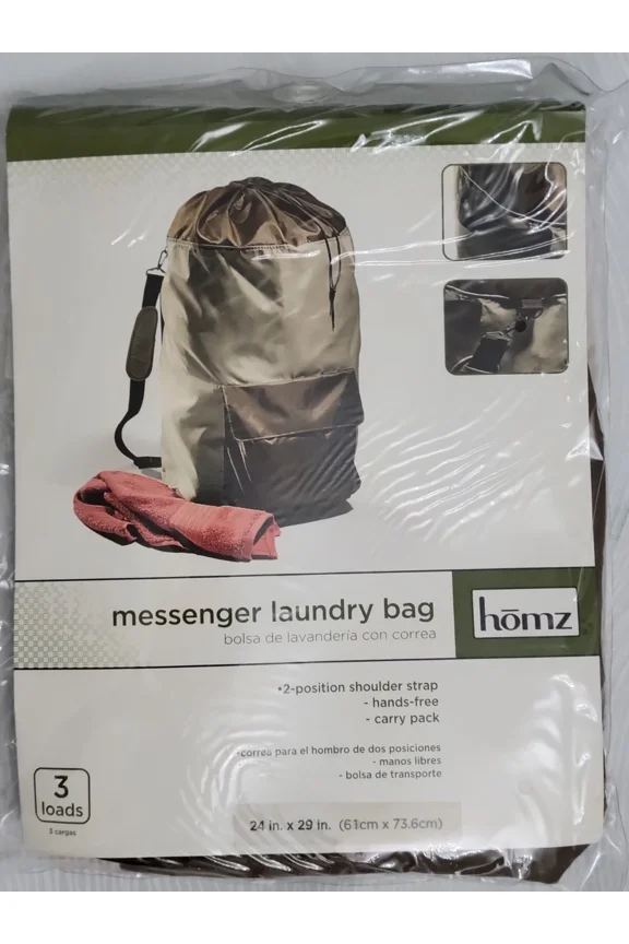 Homz Messenger Adjustable Backpack Duffle Laundry Bag 3 Load Capacity Pockets