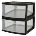 thumbnail image 1 of Homz Plastic 1 Drawer Wide Body Home Storage Cart, Black Frame with Clear Drawer, 2 Pack, 1 of 9