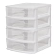 thumbnail image 1 of Homz Plastic 2 Drawer Medium Home Storage Cart, White Frame with Clear Drawer, 2 Pack, 1 of 9