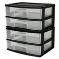 thumbnail image 1 of Homz Plastic 2 Drawer Wide Body Home Storage Cart, Black Frame with Clear Drawer, 2 Pack, 1 of 10