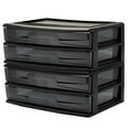 thumbnail image 1 of Homz Plastic 2 Drawer Wide Body Home Storage Cart, Black Frame with Smoke Drawer, 2 Pack, 1 of 10
