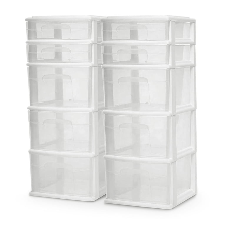 Homz Plastic 5 Drawer Storage Container Tower, 2 Pack - Walmart.com