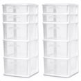 thumbnail image 1 of Homz Plastic 5 Drawer Home Storage Container Tower, White Frame (2 Pack), 1 of 6