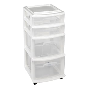 Homz Plastic Office Storage Container Tower, White