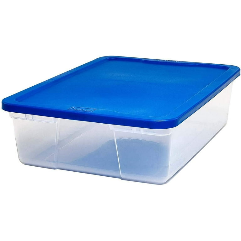 Homz Plastic Underbed Storage, With Lid, 28 Quart, Clear, Stackable, 8-Pack