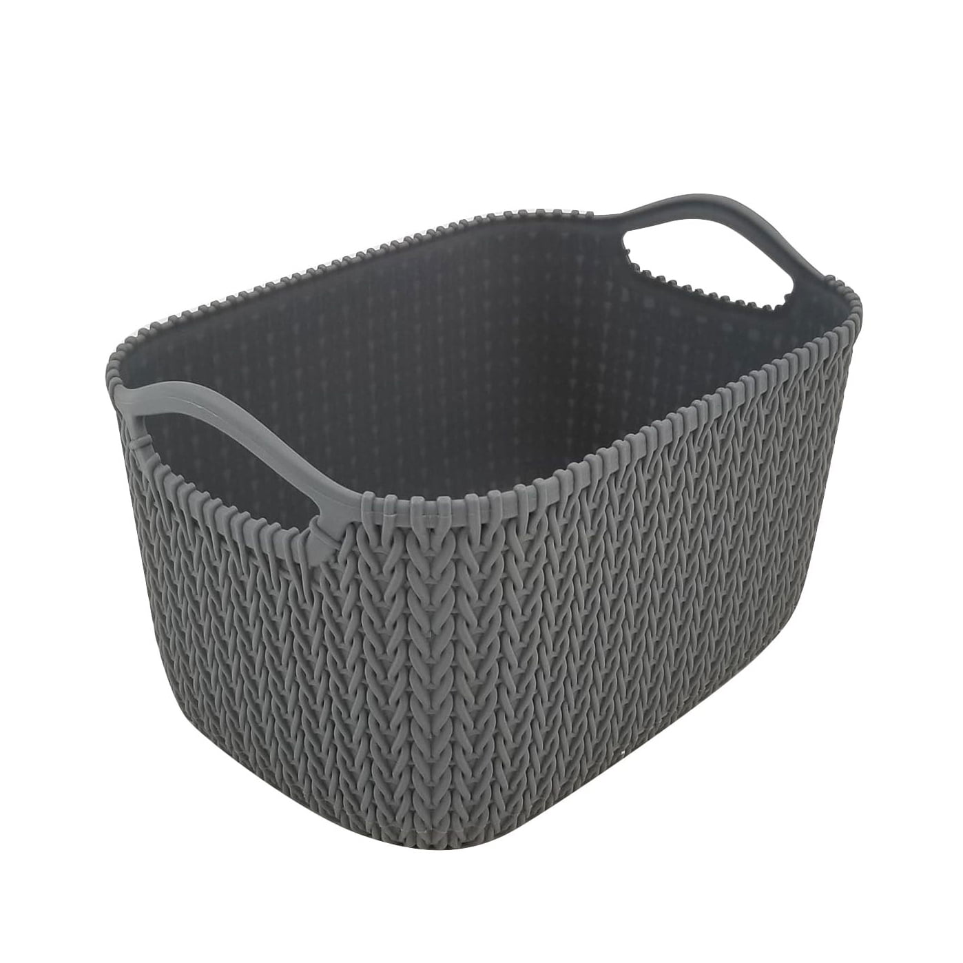 Small Gray Faux Rattan Storage Basket