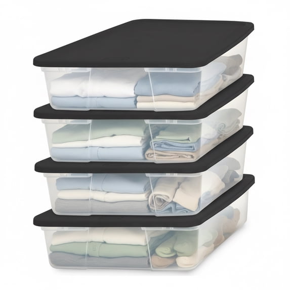 Homz Snaplock 28 Qt Clear Organizer Storage Container Bin with Lid (4 Pack)
