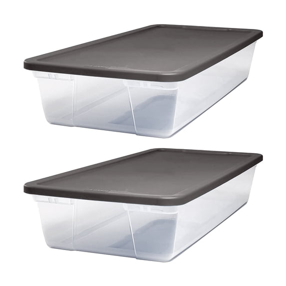 Open Box Homz Snaplock 28Qt Organizer Storage Container Bin with Lid, (2 Pack)