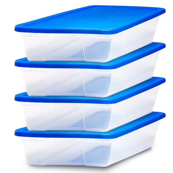 Homz Snaplock 41-Qt Stackable Plastic Storage Container & Lid (4 Pack)