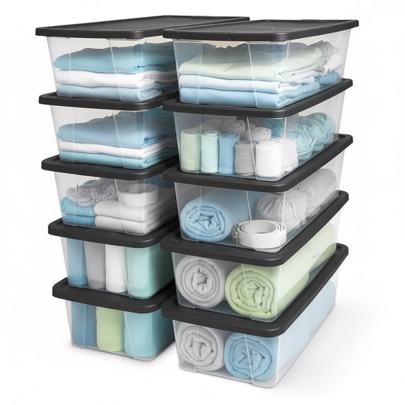 Homz Snaplock 6 Qt Clear Organizer Storage Container Bin w/ Lid (10 Pack)