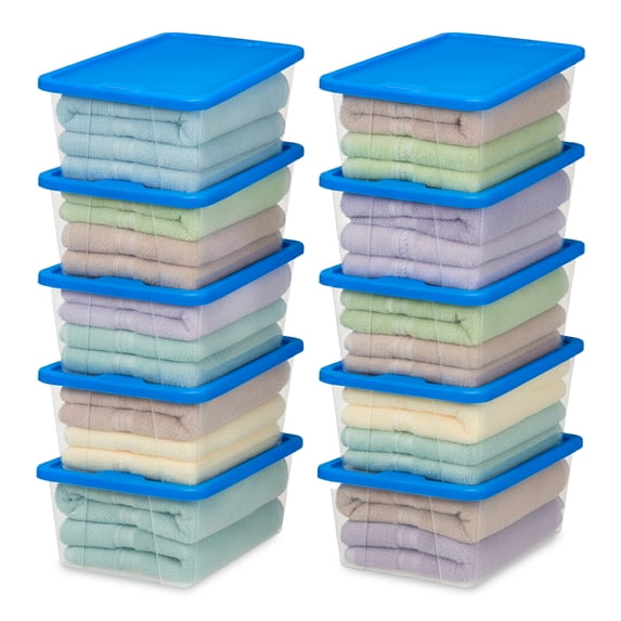Homz Snaplock 6 Qt Stackable Plastic Storage Container & Lid, Blue(10 Pack)