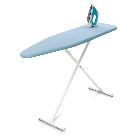 Homz T-Leg Foldable Adjustable Ironing Board w/Pad & Cotton Cover,Blue
