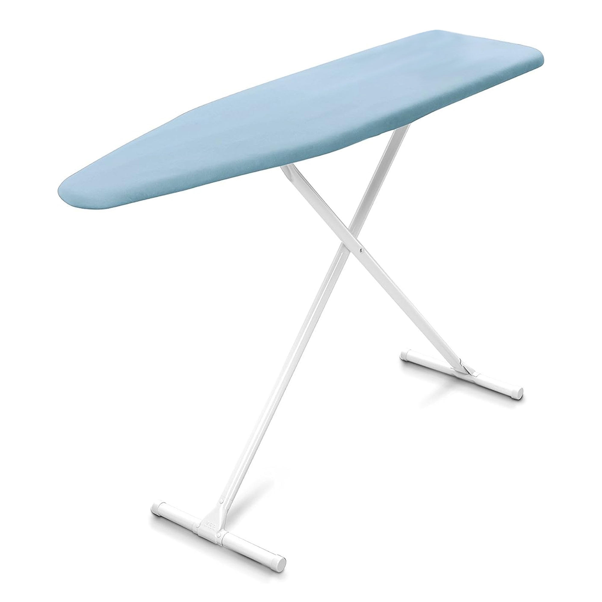 Compact Light Blue T-Leg Ironing Board with Cotton Cover