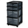 thumbnail image 1 of Homz Tall Solid Plastic 4 Drawer Medium Storage Cart with Caster Wheels, Black, 1 of 10