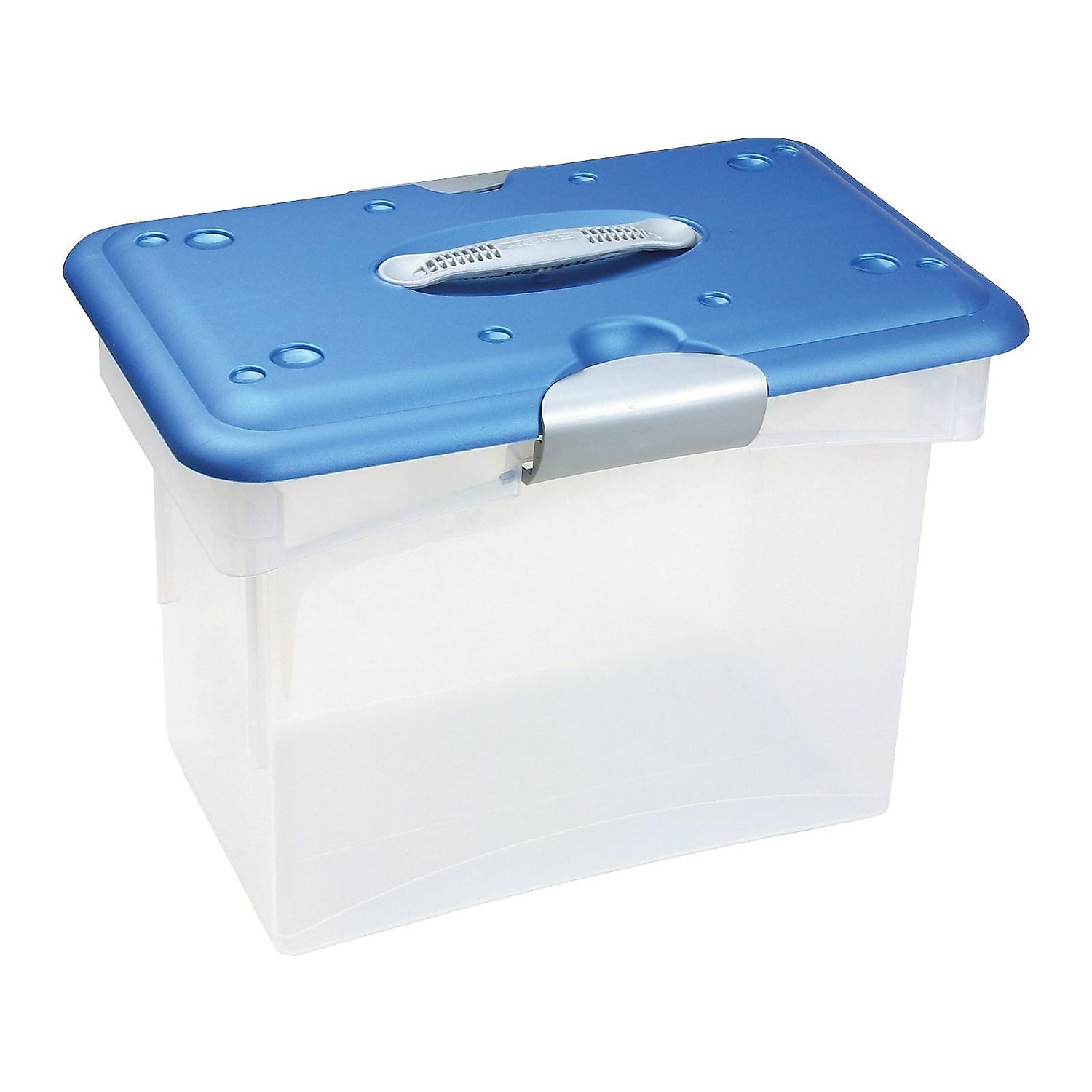 Homz Totes Homz Tote-N-Go Transparent Storage Container, Large Clear/Blue, Letter ...
