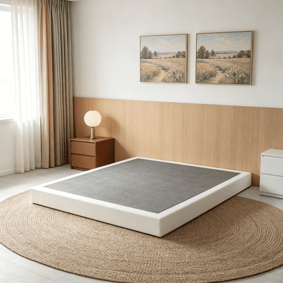 Homzene 4 inch Queen Heavy Duty Metal Box Spring, Mattress Foundation with Fabric Cover, Easy Assembly