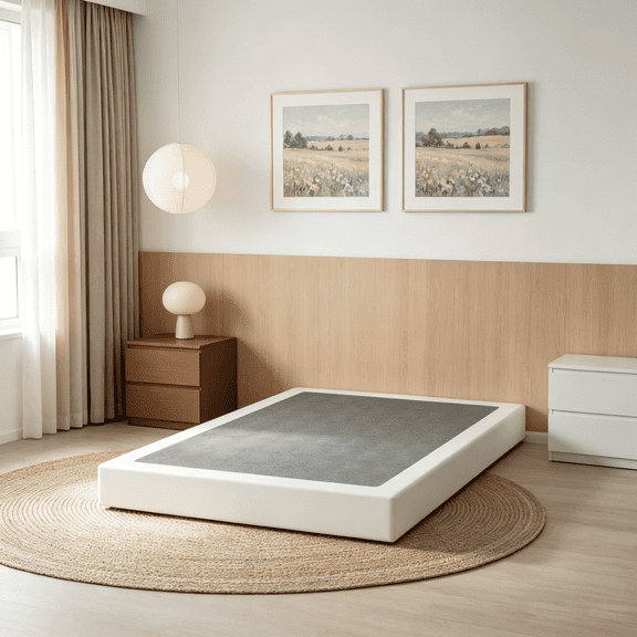 Homzene 4 inch Box Spring for Twin Bed, Heavy Duty Metal Mattress Foundation with Fabric Cover, Easy Assembly