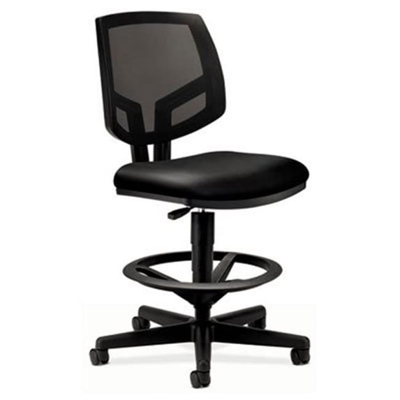 Hon Company 5715SB11T Volt Series Mesh Back Adjustable Leather Task Stool, Black