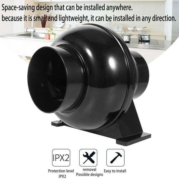 Hon&Guan 4" Inline Duct Fan - 147m/h Hydroponic Grow Tent Ventilation, 36W Energy-Saving, 50dB Low Noise, ABS Blower with 8 Blades for HVAC, Greenhouses, Basements