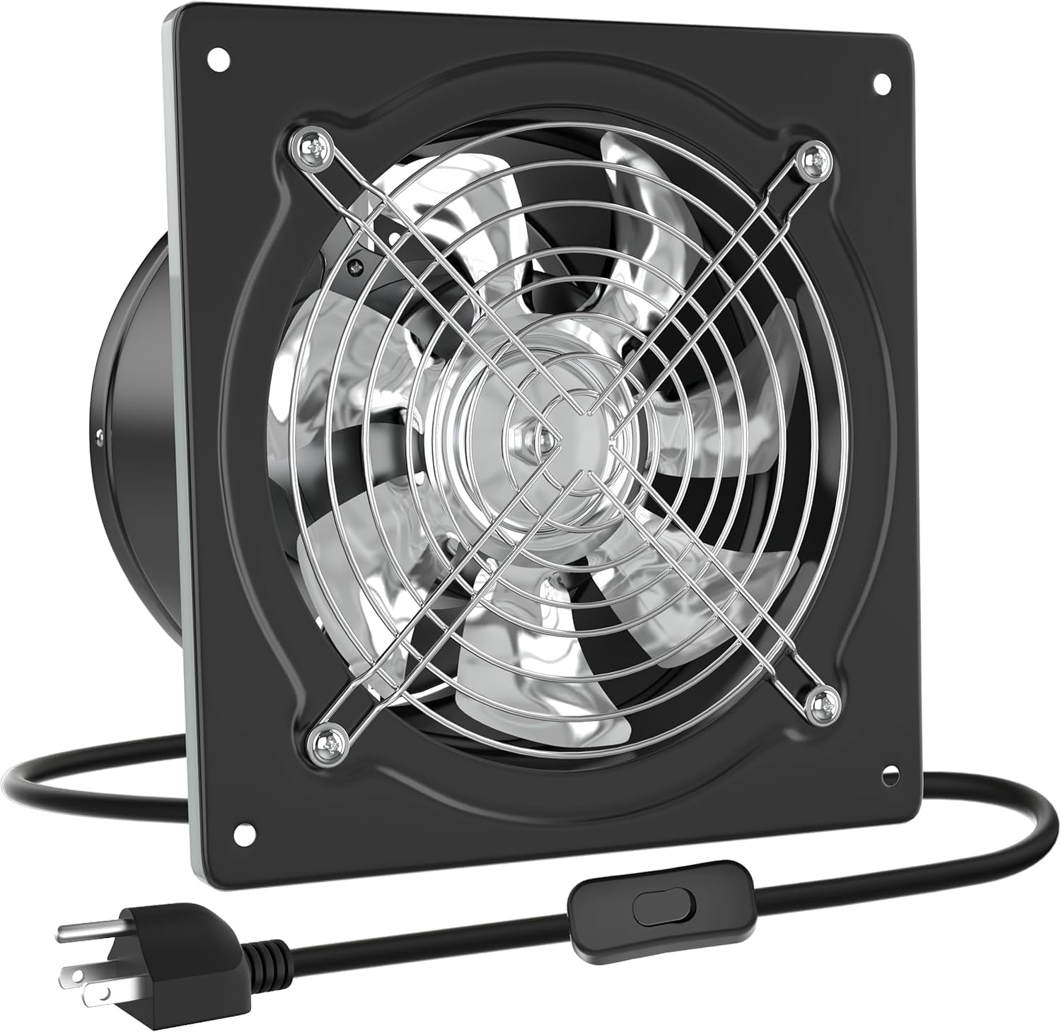 Hon&Guan 6 Inch Exhaust Fan with Switch, Powerful Kitchen Exhaust Fan with Damper, Potable Window Exhaust Fans, Small Fume Extractor Ventilation Fan for Attic, Shop, Smoking Room, Garage