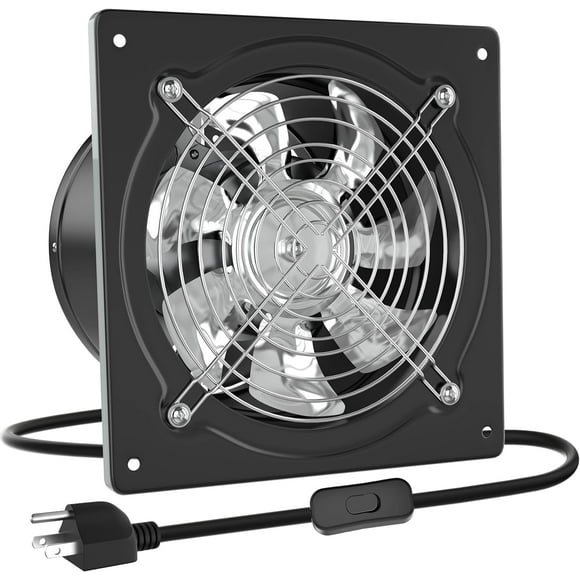 Hon&Guan 6 Inch Exhaust Fan with Switch, Powerful Kitchen Exhaust Fan with Damper, Potable Window Exhaust Fans, Small Fume Extractor Ventilation Fan for Attic, Shop, Smoking Room, Garage