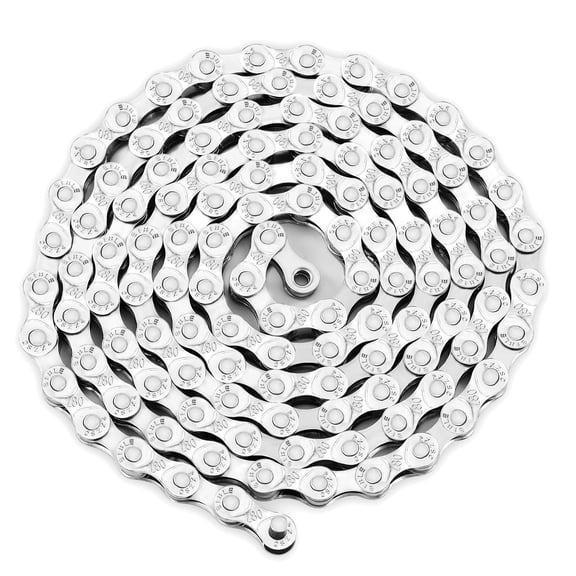 HonLi 6/7/8 Speed Bike Chain, Full Silver Plated Metal Bicycle Chain, 116 Links Anti-Rust Silver Finish, Compatible with Shimano SRAM, Mountain Road Bike Replacement Accessories