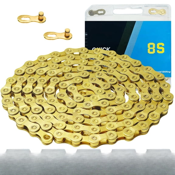 HonLi Speed Bike Chain High-Strength, Durable & Smooth-Shifting for Road/Mountain Bikes (Gold-6/7/8-Speed)