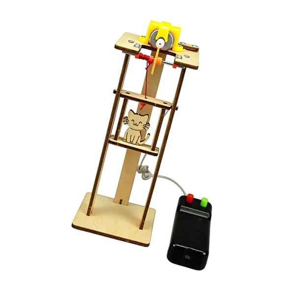 HonYunda DIY Motorized Elevator Science Model Kits Wooden Lift Craft Project for Student