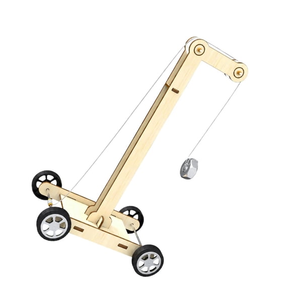 HonYunda Hands On Science Car Model Set with Wooden Style Parts, String Guided Weight Design and Rolling Base for Learning Activities, DIY Practice and Classroom Display