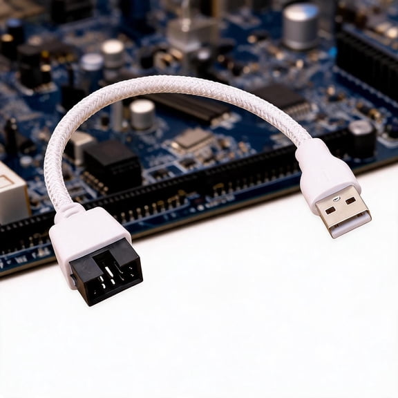 HonYunda USB A Male to 9 Pin Mainboard Cable, 20cm White Sleeve Wire for Internal PC Case USB Routing, Desktop Header Connection, and Device Wiring
