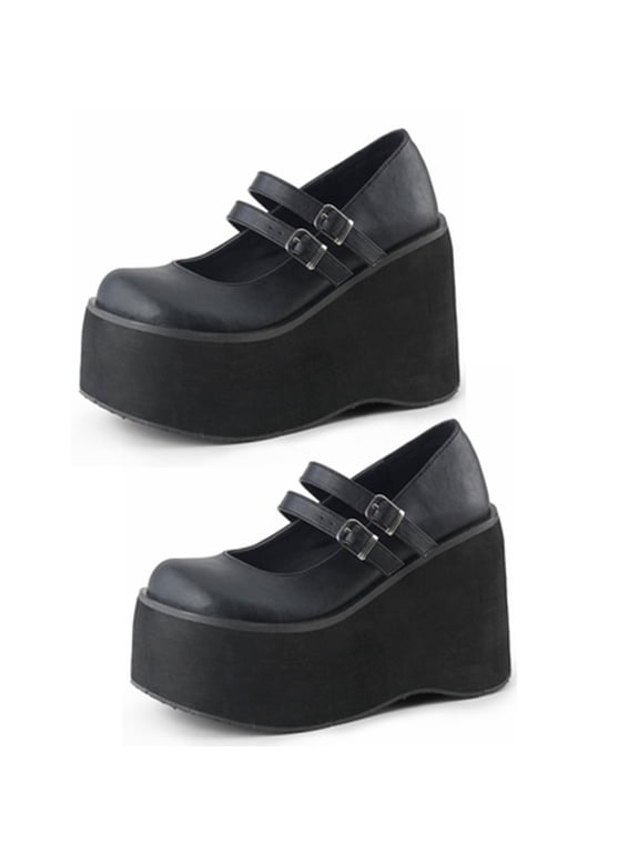 Wedges Platform Pumps Sweet Cute Mary Janes Shoes Punk Goth Cosplay Dress Shoes