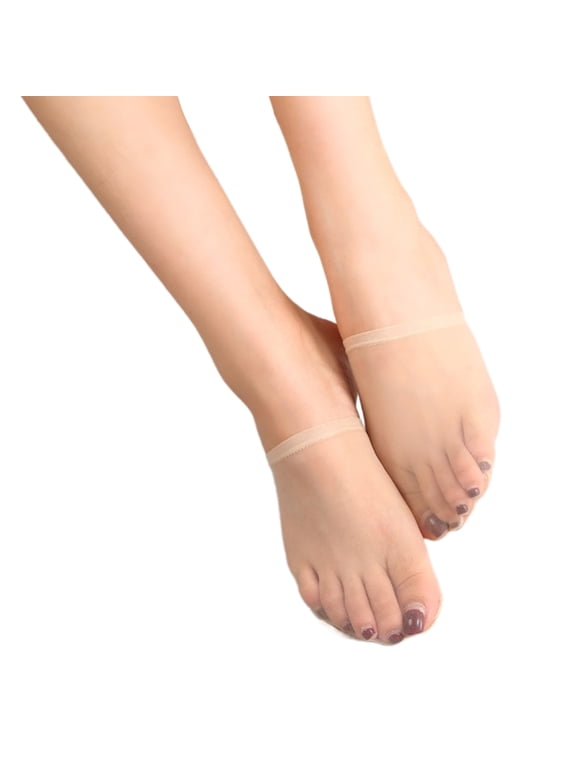 Women Forefoot Sheer Mesh Toe Cover Insert Nonskid Bottom Toe Top Half Socks