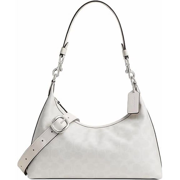 Juliet Shoulder Bag in Signature Canvas, LH/White Chalk