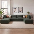 thumbnail image 1 of Marrber 153.4” Wide U-Shaped Corduroy Sectional Sofa with Deep Seats and Adjustable Armrests, Perfect for Family Rooms, Green, 1 of 10