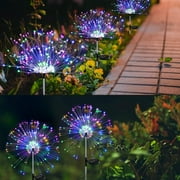 Honche Solar Fireworks Lights Outdoor Waterproof LED Garden Pathway Decoration Lighting(2 Packs-Multi color)