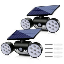 Honche Solar Motion Sensor Light Outdoor Waterproof Dual Head Spotlights Motion Lights Front Door Garage Security Wall Lights(2 Pack)