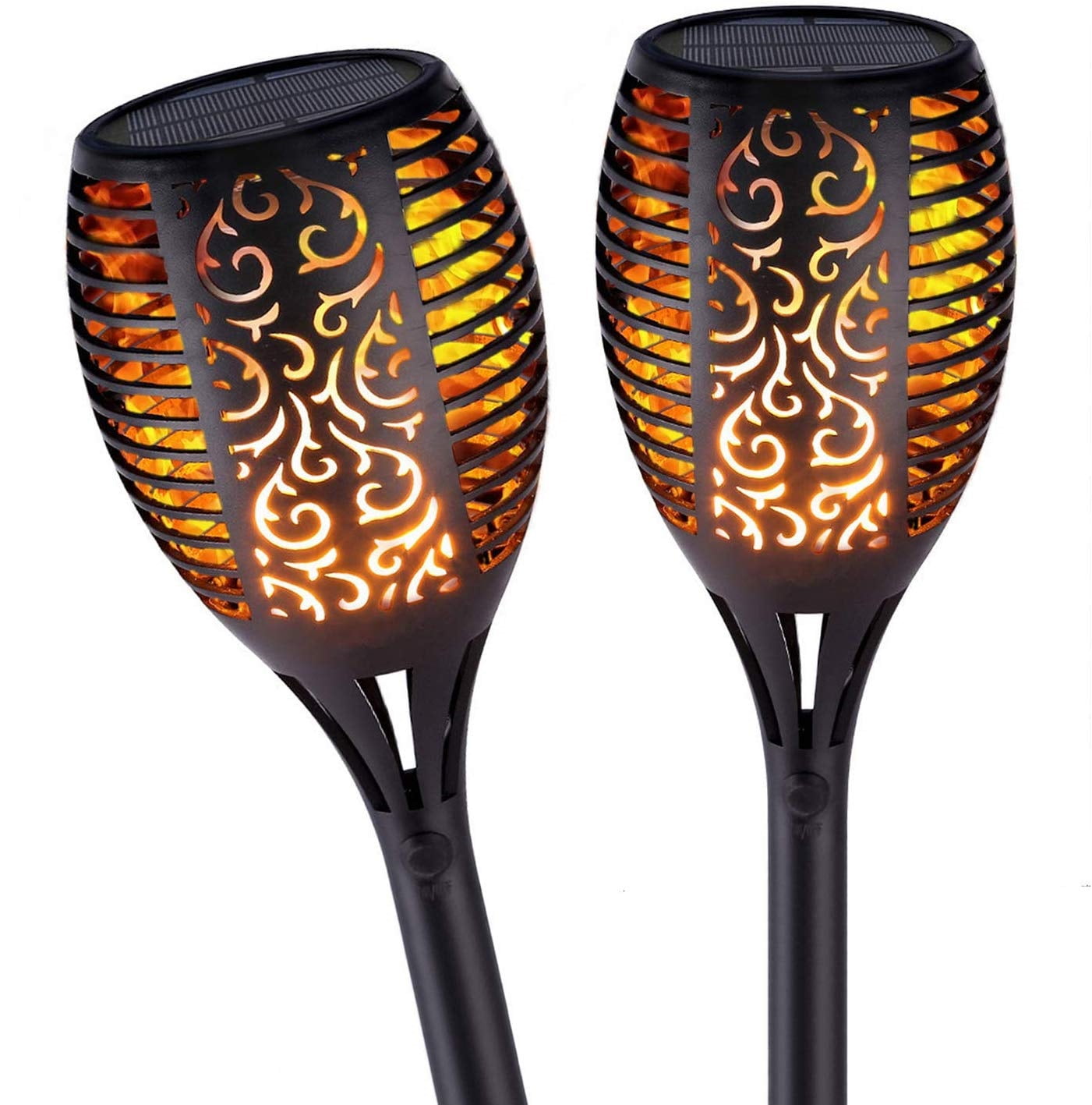 Honche Solar Torch Lights Outdoor Waterproof Flickering Flames Security Light Deck Yard Driveway Garden Patio Decoration Lighting (2 Packs)