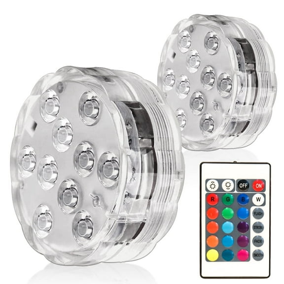 Honche Submersible LED Pool Lights Underwater Waterproof Remote Color Changing Decor Lights(2 Packs)