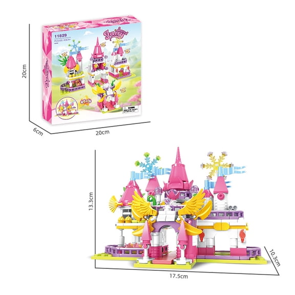 Honchoes 4-in-1 Blossomspire Castle House Building Set Compatible with Lego Architecture for Girls 355Pcs