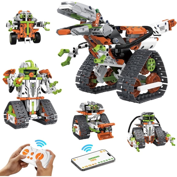 Honchoes 5-in-1 Dinosaur Robot Building Set Remote & App Control Compatible with Lego STEM Toy for Teens Boys 539 Pcs