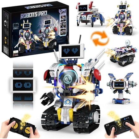Honchoes 5-in-1 Robot Building Set Remote & App Control Compatible with Lego STEM Toy for Teens Boys 603 Pcs