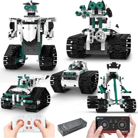 Honchoes 5-in-1 Robot Building Set Remote & App Control Compatible with Lego STEM Toy for Teens Boys 612 Pcs