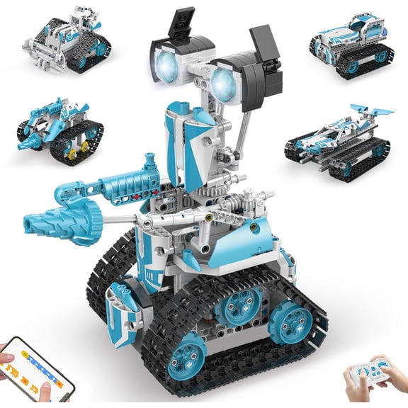 Honchoes 5-in-1 Robot Building Set Remote & App Control Compatible with Lego STEM Toy for Teens Boys 720 Pcs