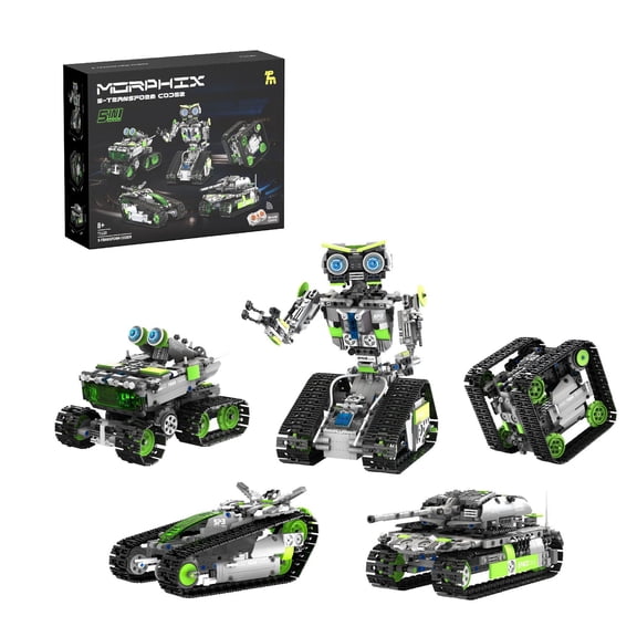 Honchoes 5-in-1 Transforming Robot Building Set with Remote App Control Compatible with Lego STEM Toy Gift for Adults Teens Boys