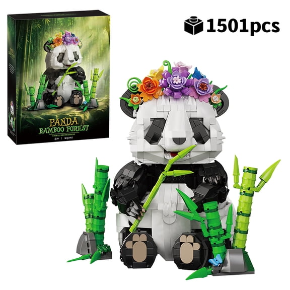 Honchoes Bamboo Panda Building Set Compatible with Lego Animal Botanical Home Decor for Adults 1501 Pcs